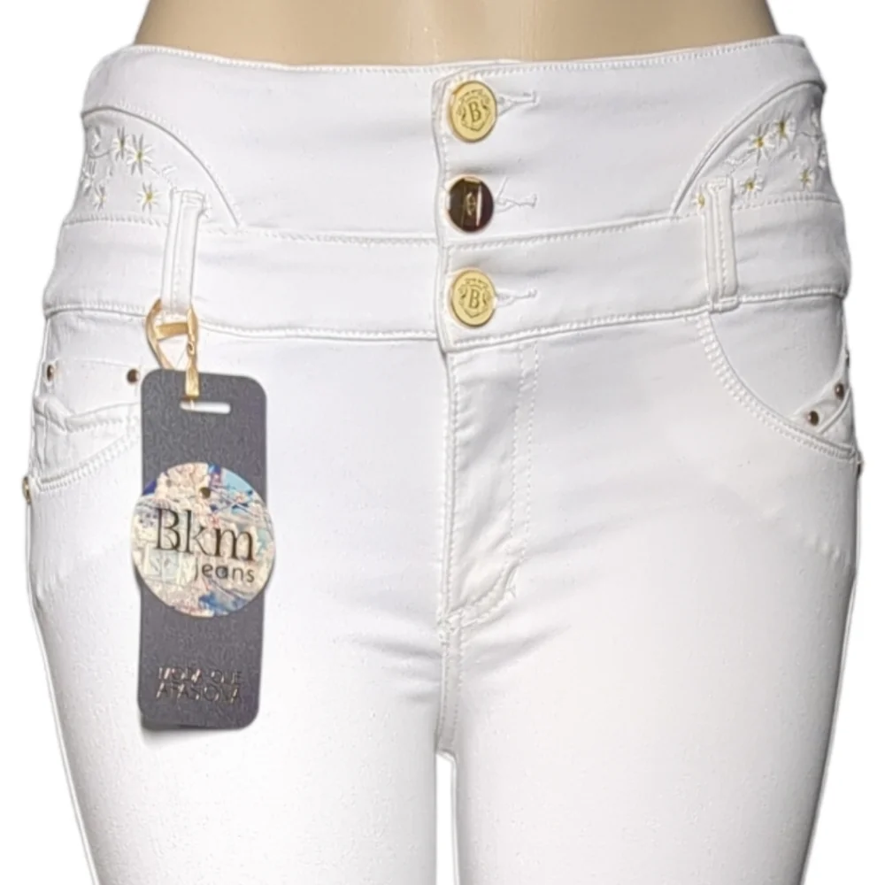 *NEW* Colombian Authentic Skinny Butt Lifter white Embroidery Jeans Size 12 - Picture 11 of 16